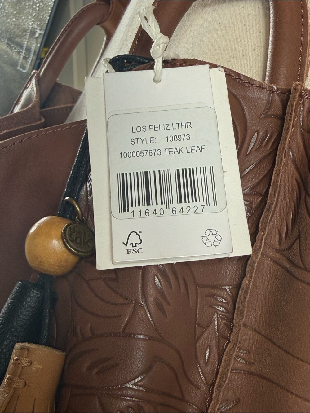 The Sak Los Feliz Large Tote Teak Leaf Embossed Leather - Picture 2 of 6